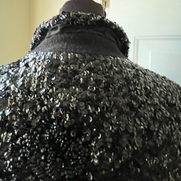 Vintage Cashmere black sequin crop cardigan sweater. - Picture 7 of 9